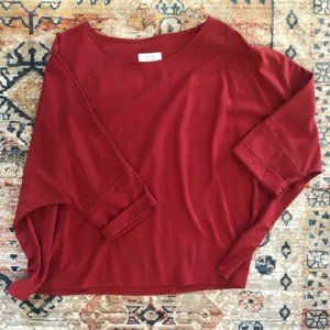 Crimson, oversized raw silk, T Top